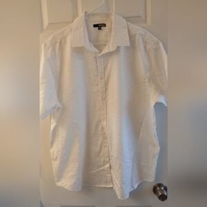 Murano Men’s Short Sleeve White Collared Button Down – Size XL, Cotton Blend